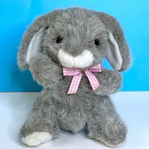 RARE Vintage Walmart Gray Bunny Rabbit 7" Plush Stuffed‎ Animal Toy